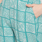 Be Indi Women Turquoise Blue Ethnic Motifs Gotta Patti Kurta With Trousers
