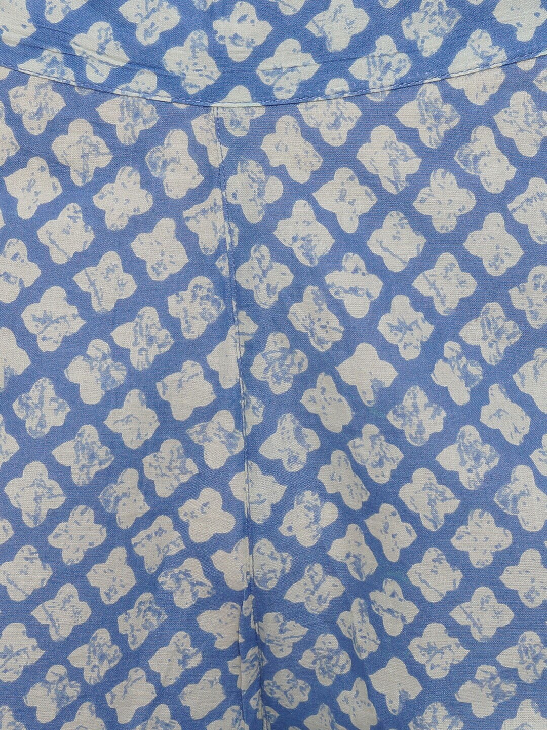 Women Blue Double layered Printed kurta with Flared Palazzo