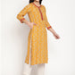 Be Indi Women Mustard Color Printed With Red Stitch Line And Contarst Trim Detailing Kurta