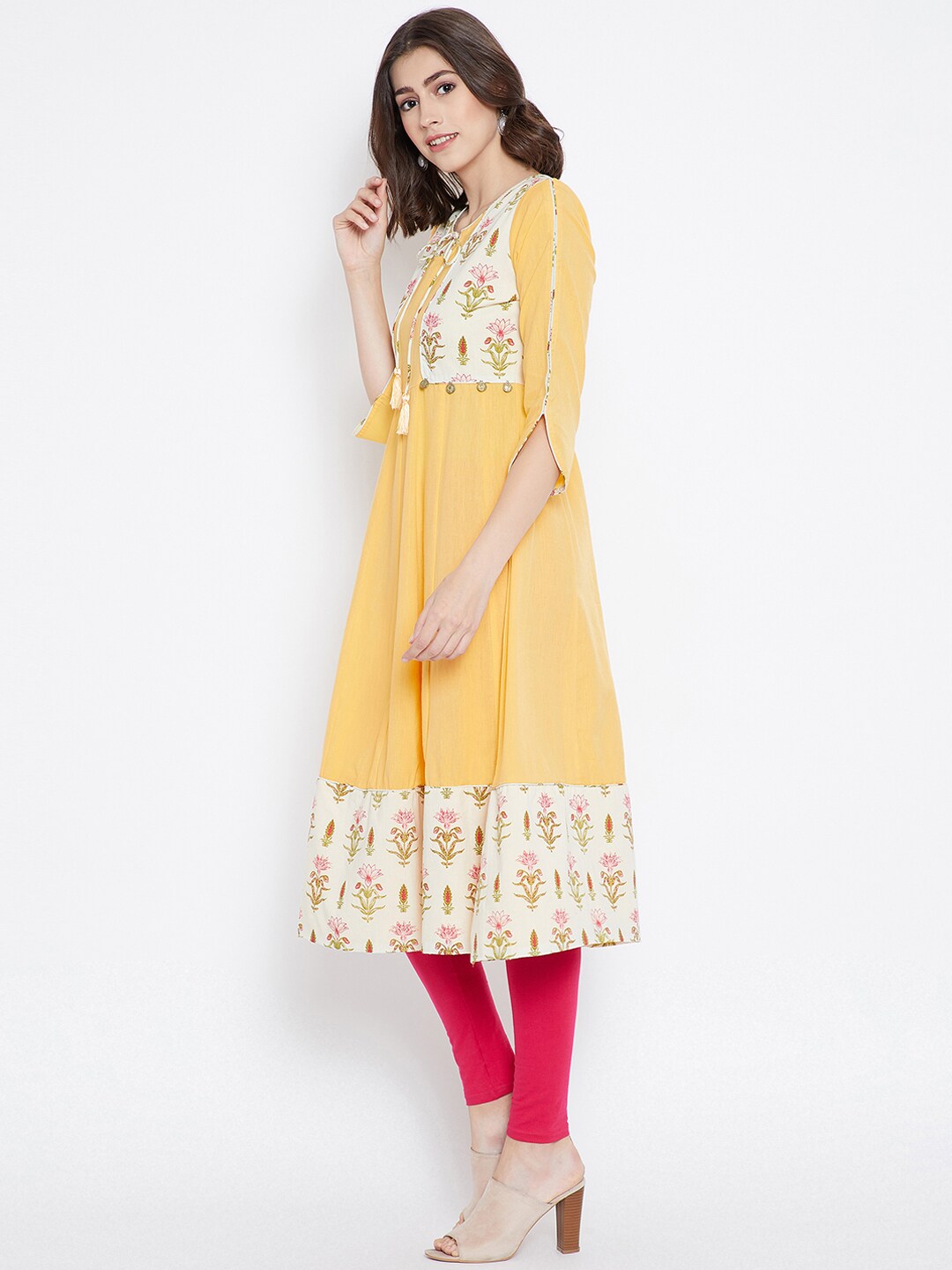 Be Indi Women Yellow Printed Kurta