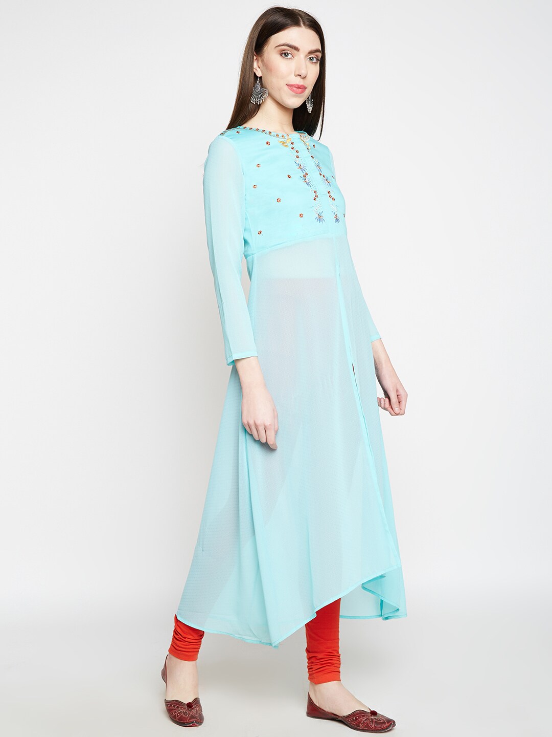 BeIndi Women Blue Georgette Anarkali Kurta