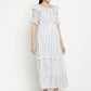 BeIndi Women Striped Pom-Pom Maxi Dress