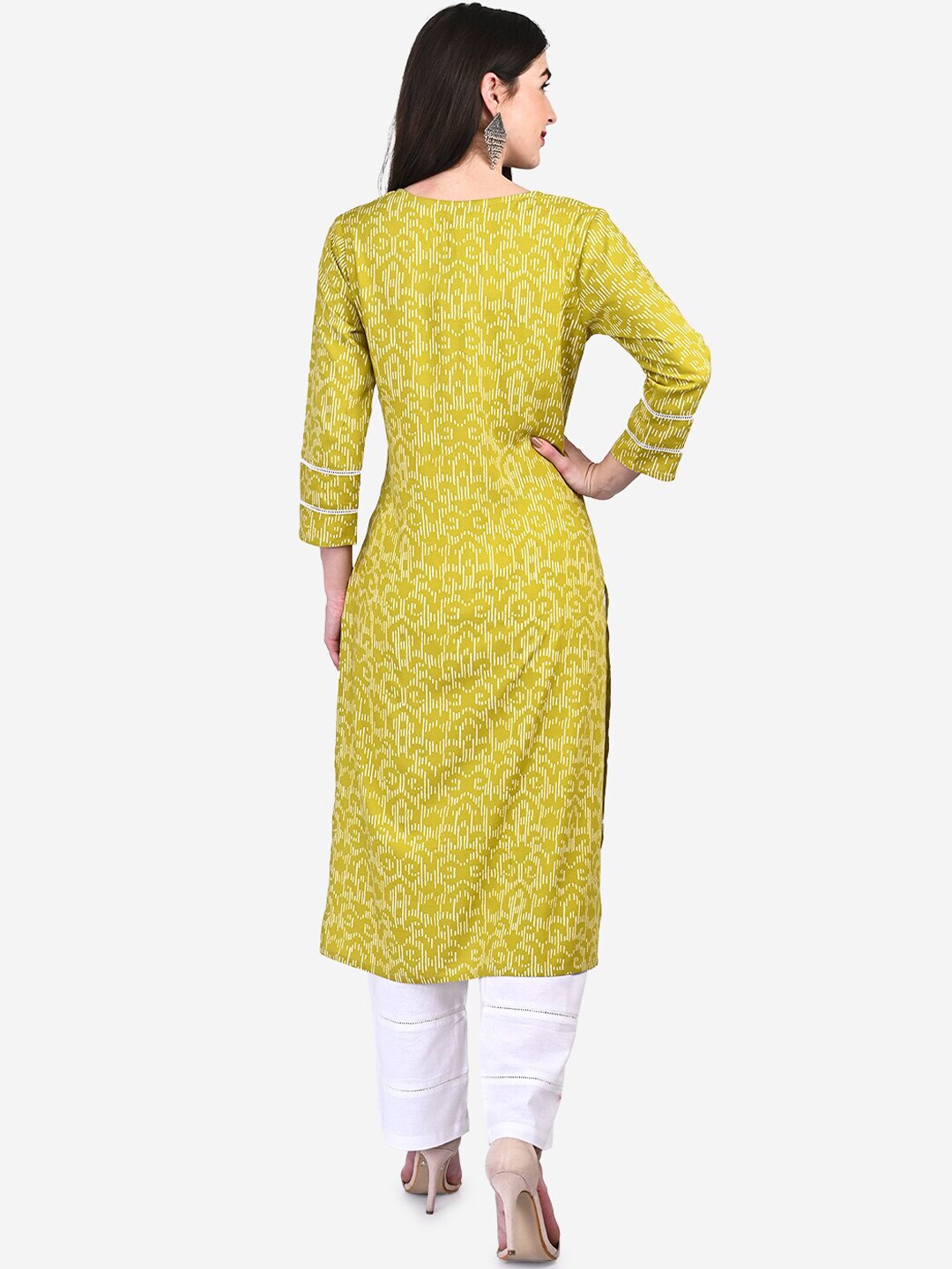 Be Indi Women Green Ethnic Motifs Embroidered Kurta