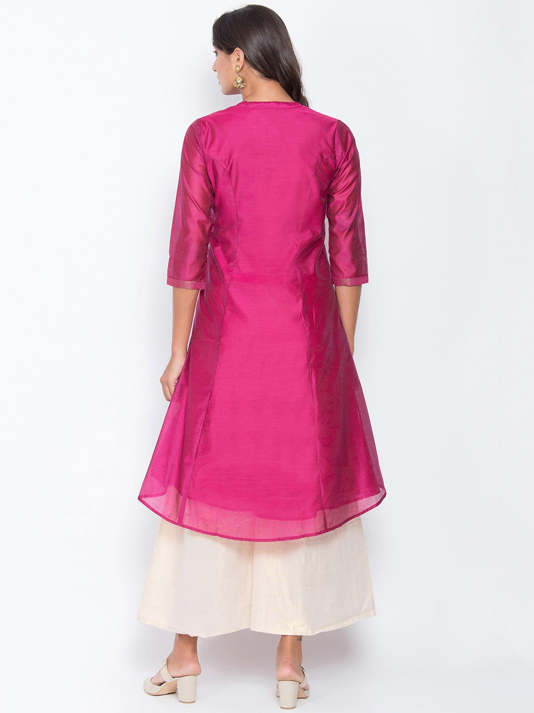 Be Indi Women Fuchsia Pink Solid A-Line Kurta