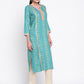 Be Indi Women Turquoise Blue Ethnic Motifs Gotta Patti Kurta
