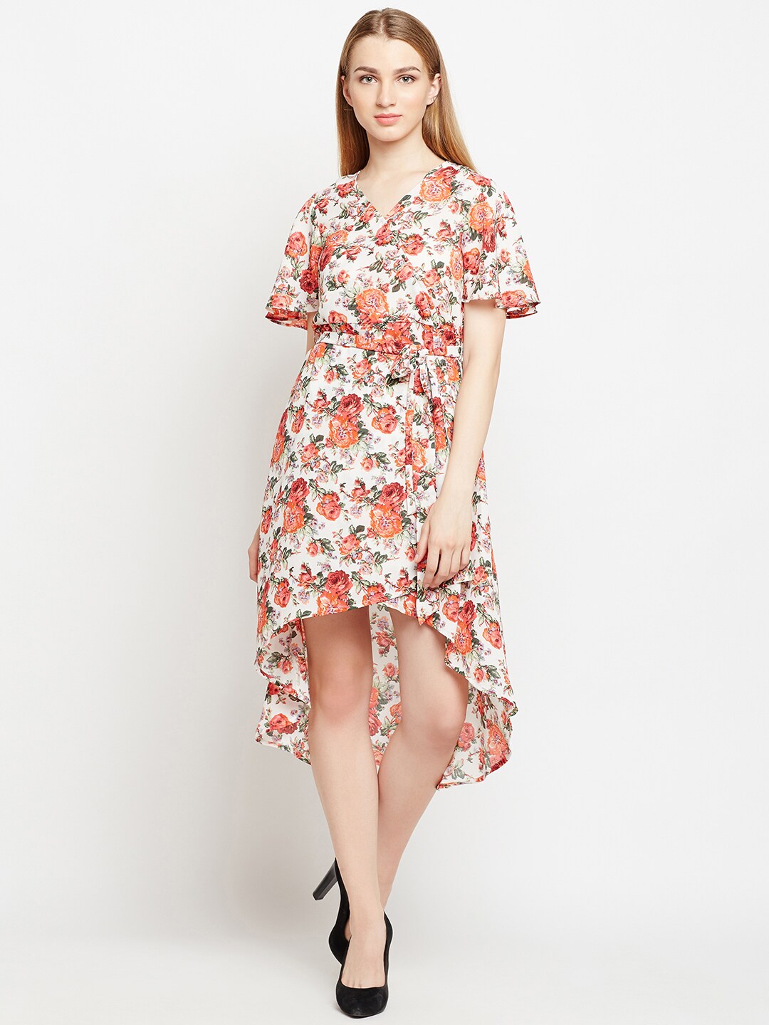 BeIndi  Women Off White Coloured Printed Dress