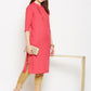 Be Indi Women Coral Pink Solid Straight Kurta