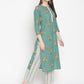 Be Indi Women Green Floral Printed Regular Pure Cotton Kurta with Trousers