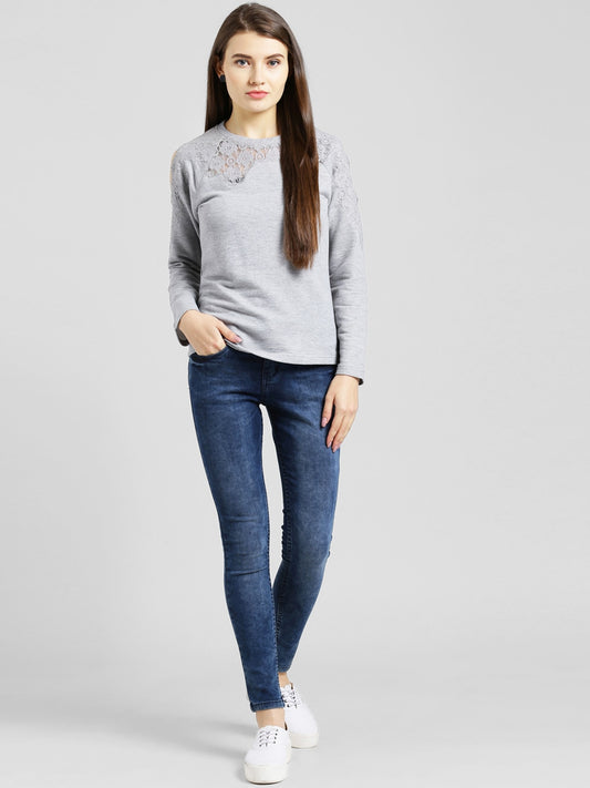 BeIndi Grey Solid Flat Knit  Top