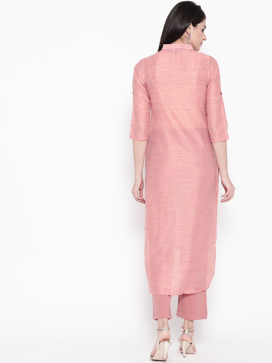 Buy Now Be Indi Women Pink Beige Striped Pathani Kurta BE INDI