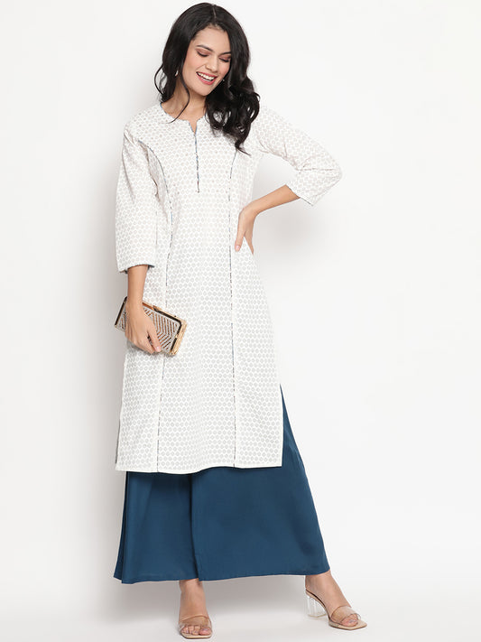 Be Indi Women Navy Blue Flared Ethnic Palazzos