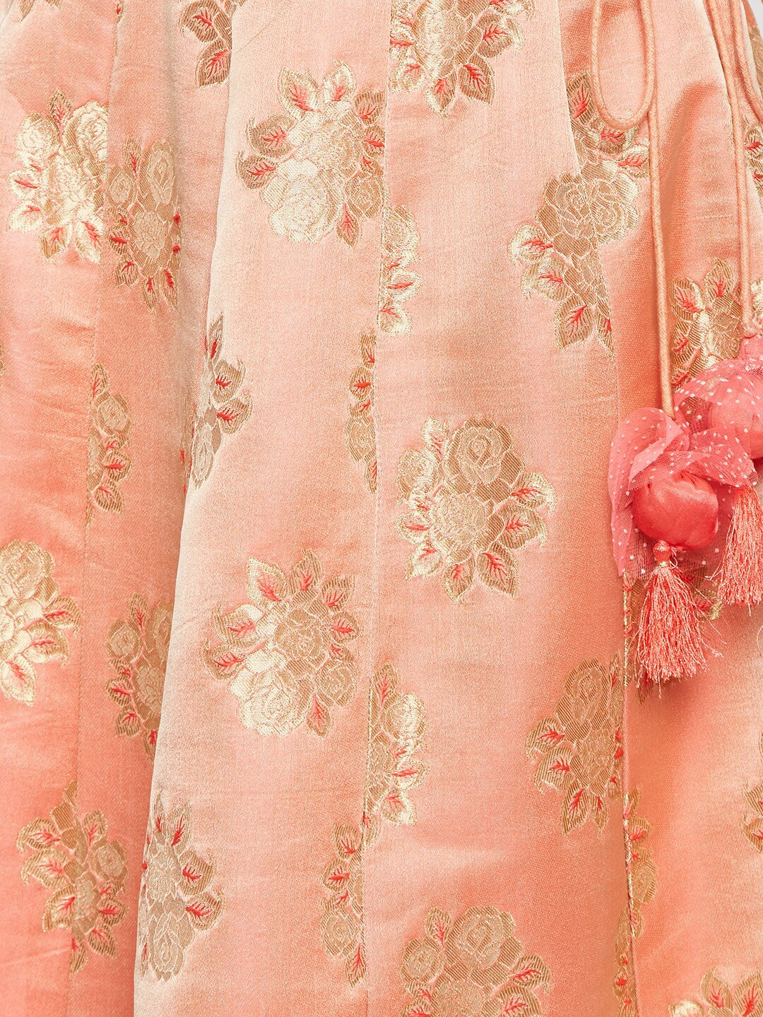 Be Indi Women Pink Self Design Flared Maxi Skirt