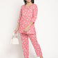 Be Indi Women Pink White Floral Printed Lounge Set