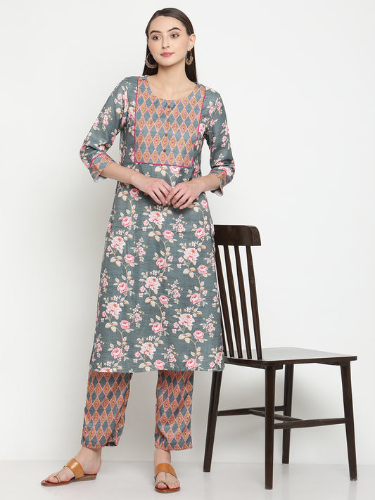 BeIndi Women Floral Print Kurta With Pant
