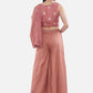 Be Indi Women Peach-Coloured Woven Design Top with Palazzos & Dupatta