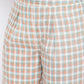 Be Indi Women Off-White & Peach-Coloured Checked Wide Leg Palazzos