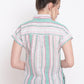 BeIndi  Women Pink & Green Striped Shirt Style Top