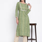Be Indi Women Green Printed Kurta With Yoke Design .