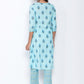 Be Indi Women Blue Printed Kurta with Trousers