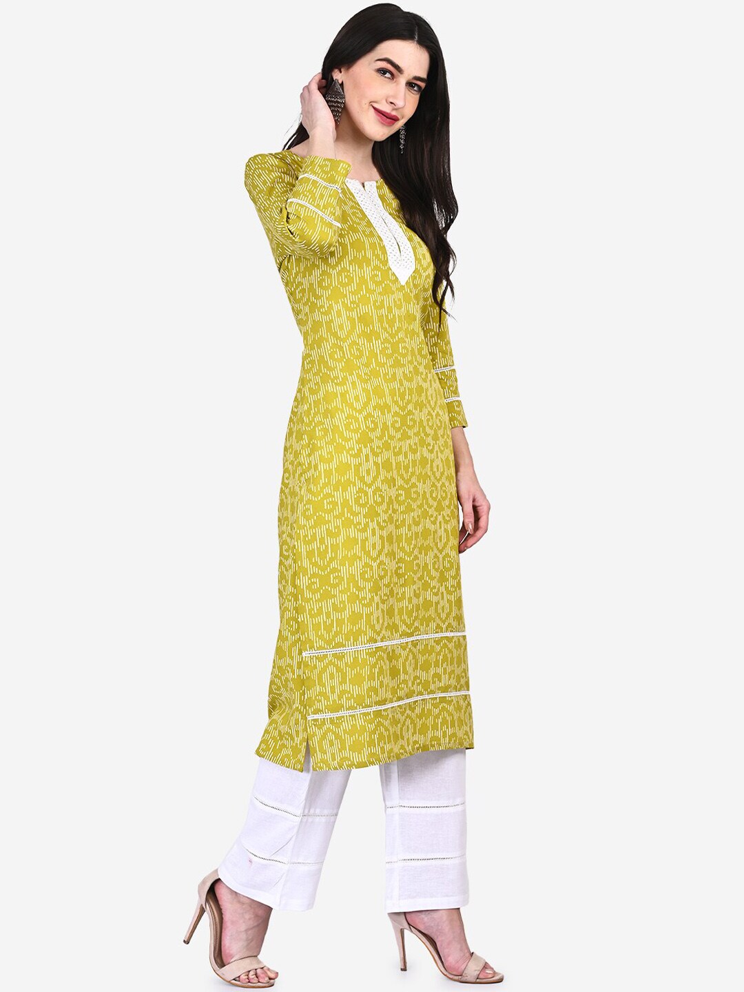 Be Indi Women Green Ethnic Motifs Embroidered Kurta