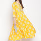 Be Indi Mustard Yellow & White Ethnic Motifs Ethnic Maxi Dress