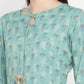 Be Indi Women Turquoise Blue Floral Printed Straight Kurta with Trousers