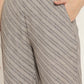 BeIndi Women's Grey Mandarin Collar, Yoke Design Kurta, Sequinned Woven Lace Detailing, Pant & Dupatta