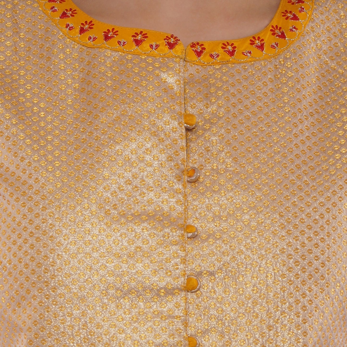 Be Indi Orange & Gold-Toned Printed Ready to Wear Lehenga