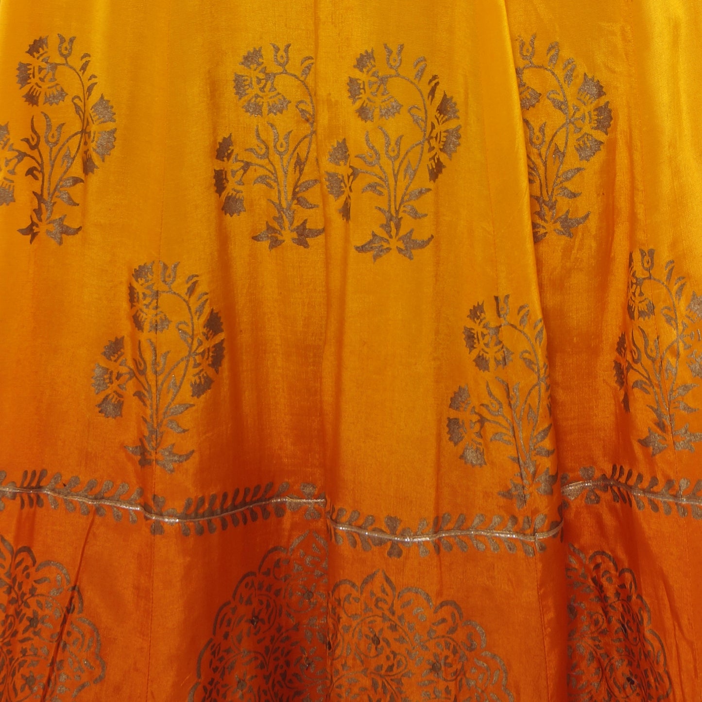 Be Indi Orange & Gold-Toned Printed Ready to Wear Lehenga