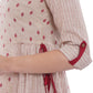 Be Indi Women Cream-Coloured & Maroon Woven Design Straight Kurta