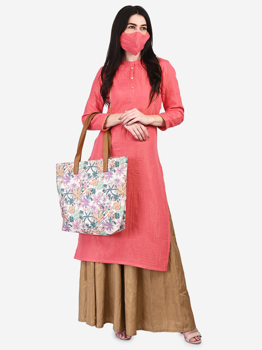 Be Indi Women Off White Floral Printed Kurta