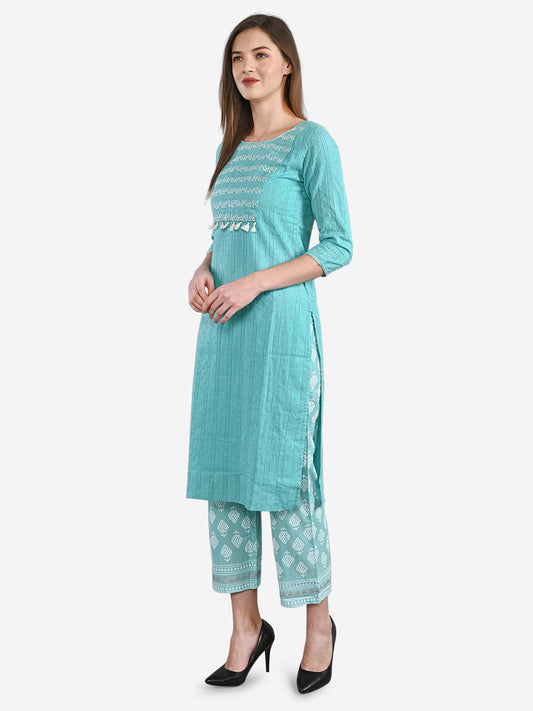 Be Indi Women Pink Printed Kurta with Palazzos