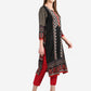 Be Indi Women Black Ethnic Motifs Printed Thread Work Kurta