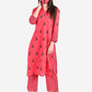 Be Indi Women Fuchsia Pink Printed Regular Pure Cotton Kurta with Trousers
