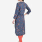 Be Indi Women Navy Blue Ethnic Motifs Embroidered Kurta