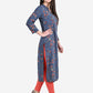 Be Indi Women Navy Blue Ethnic Motifs Embroidered Kurta