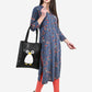 Be Indi Women Navy Blue Ethnic Motifs Embroidered Kurta