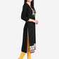 Be Indi Women Black Ethnic Motifs Printed Thread Work Kurta