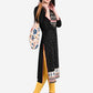 Be Indi Women Black Ethnic Motifs Printed Thread Work Kurta