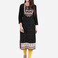 Be Indi Women Black Ethnic Motifs Printed Thread Work Kurta
